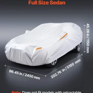 VEVOR Car Cover, Car Cover Waterproof for Dodge Challenger Full Size Sedan, Custom-fit All Weather Sun Rain Wind Dust Snow Protection Full Exterior Covers with Door Zipper and Cotton Lining, Silver