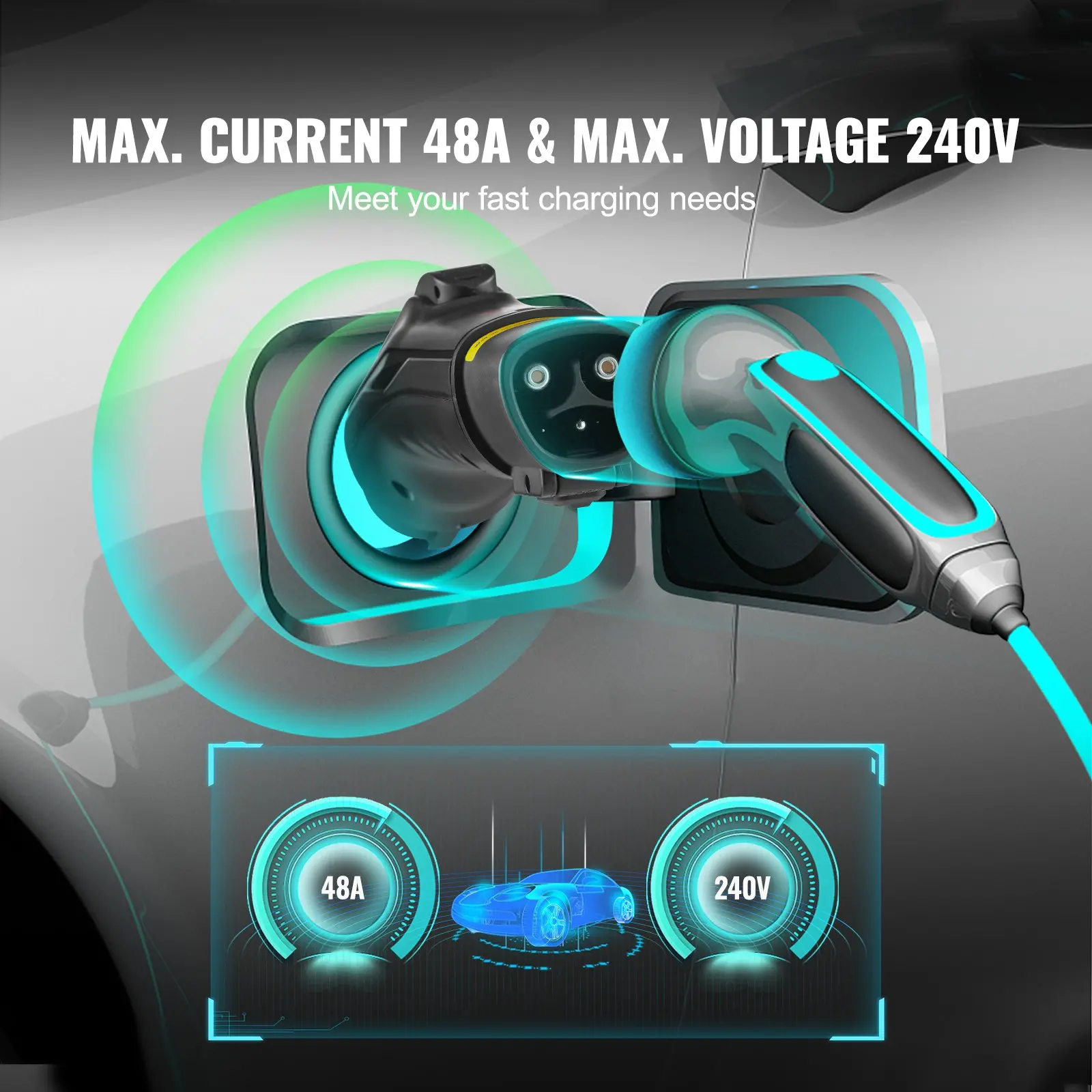 VEVOR Tesla to J1772 Charging Adapter, Max 48 Amp 240V, J1772 EVs Charger Adapter - Image 3