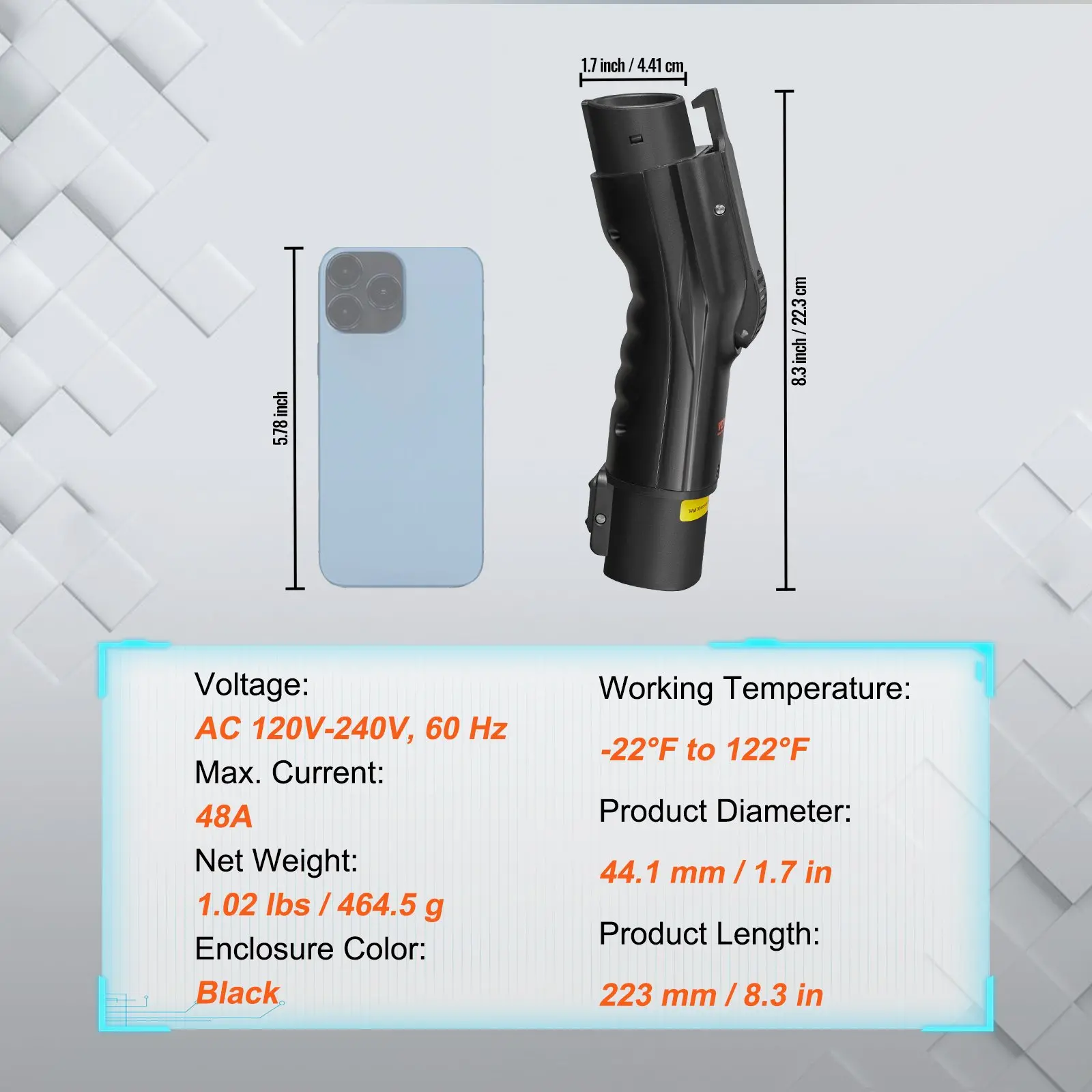 VEVOR Tesla to J1772 Charging Adapter, Max 48 Amp 240V, J1772 EVs Charger Adapter - Image 7