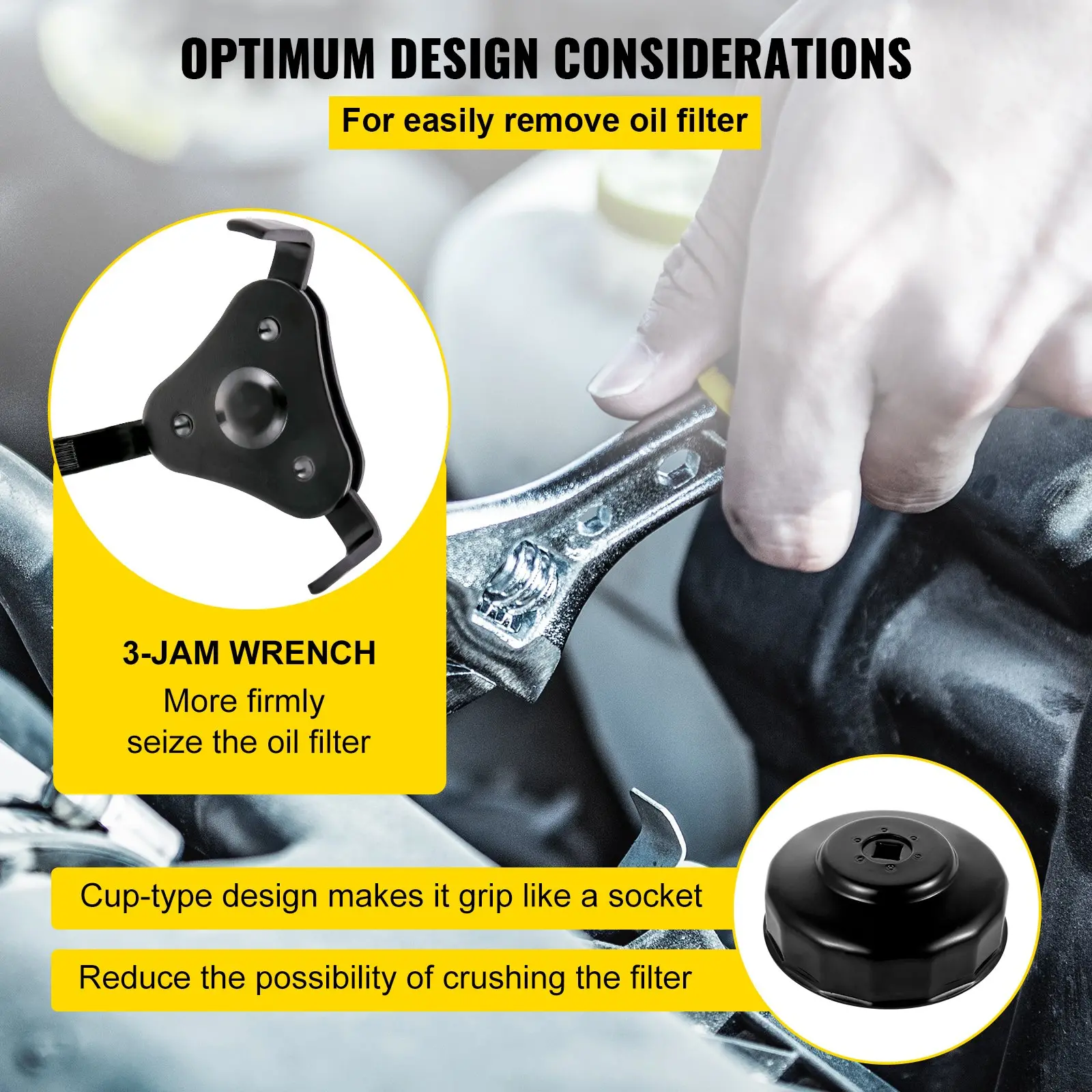 VEVOR Oil Filter Socket Set, 30 Pcs Oil Filter Wrench Set, Sturdy Steel Oil Filter Socket, 3/8" Oil Filter Socket, Low Profile Oil Filter Socket Set For Easy Access, Oil Filter Wrench Cap Set with Ca - Image 4