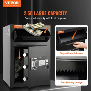 VEVOR 2.5 Cub Depository Safe, Deposit Safe with Drop Slot