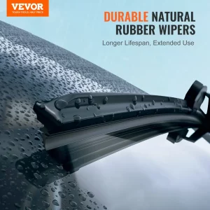 VEVOR 24" Rubber Wiper Blades, 61 cm Universal Replacement Wind Shield Wiper, Low Noise & Better Fit, with 4 Different Clips for most Car, Easy Installation