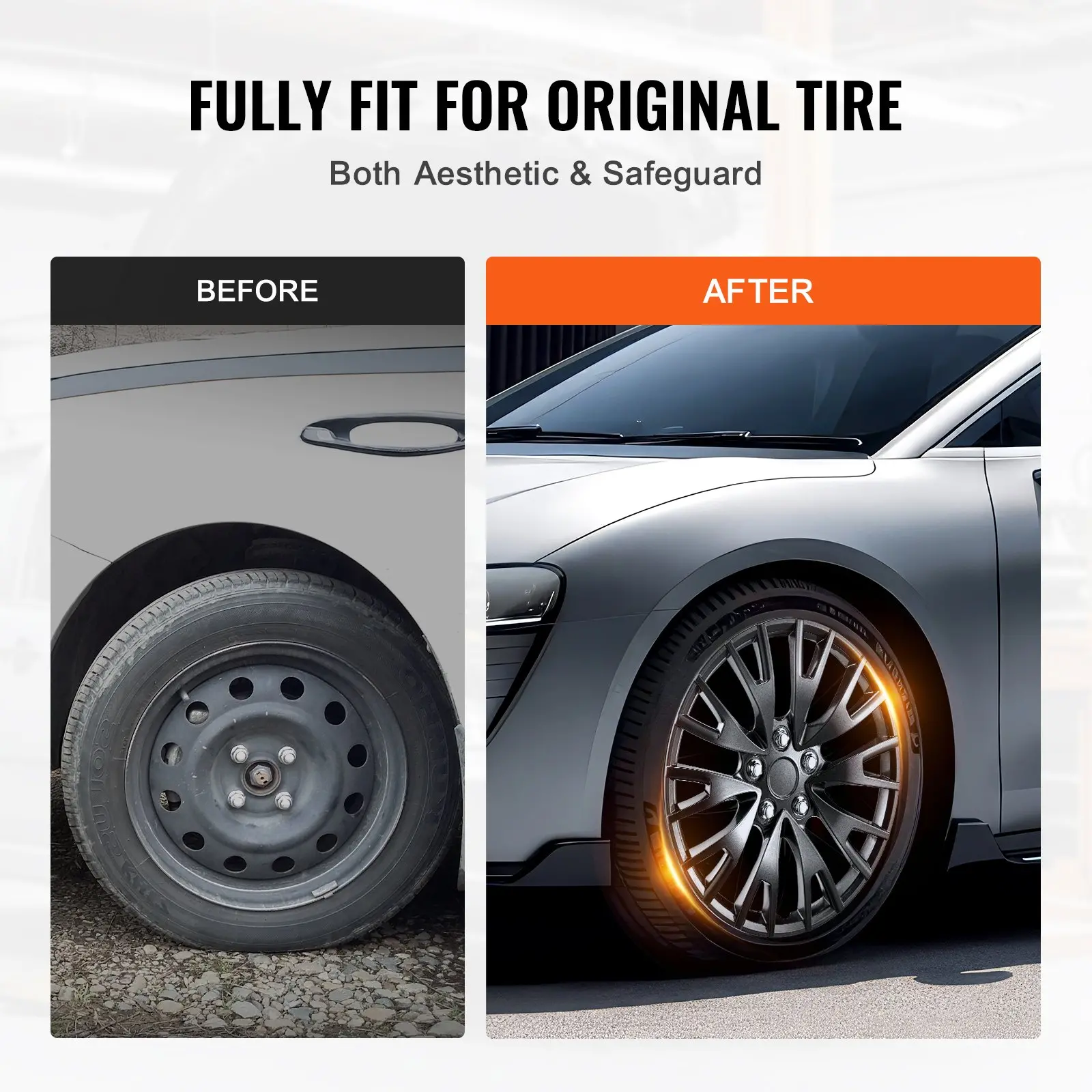 VEVOR Wheel Rim Cover Hubcaps, 16 in Diameter, Sturdy & Durable Scratch-Resistant Hubcap with Snap & Valve Nozzle Hole, ABS & PC Hubcap with High Rigidity & Less Wind Drag, Fits for All Weather Use - Image 3