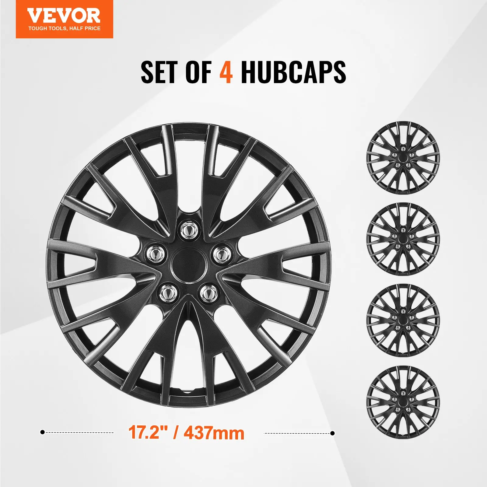 VEVOR Wheel Rim Cover Hubcaps, 16 in Diameter, Sturdy & Durable Scratch-Resistant Hubcap with Snap & Valve Nozzle Hole, ABS & PC Hubcap with High Rigidity & Less Wind Drag, Fits for All Weather Use - Image 6