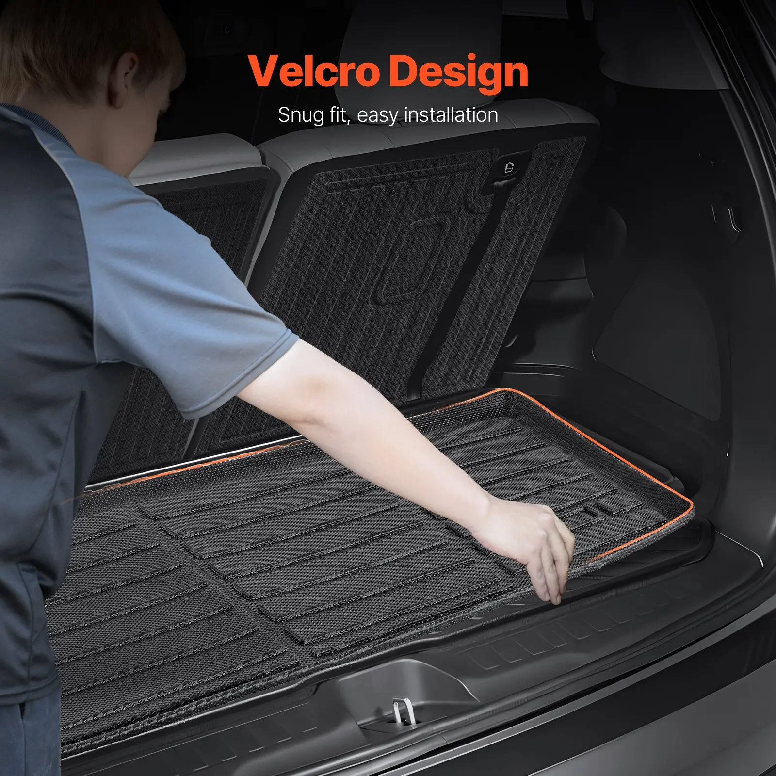 VEVOR Cargo Mats Compatible with 2016-2022 & 2023-2024 Honda Pilot, Custom Fit TPE Cargo Liner Set for SUVs, Trunk and Back Seat Protector Replacement, Black, Trunk Mat and Backrest Mats - Image 2