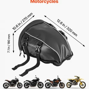 VEVOR Motorcycle Tail Bag, 10 L Motorcycle Rear Seat Bag with Waterproof Rain Cover, Outdoor Sports Motorbike Luggage Storage Trunk Rack Backpack Handbag with Shoulder Strap and Inner Pocket, Black