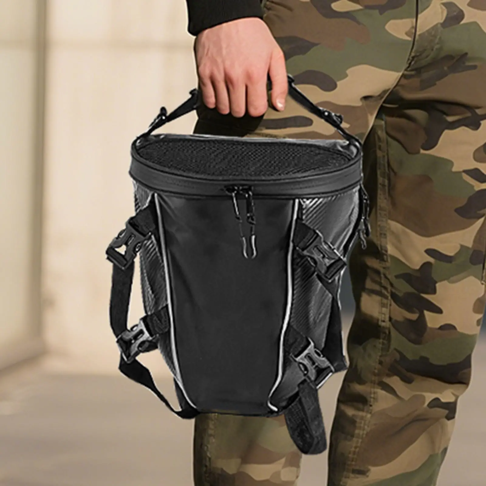 VEVOR Motorcycle Tail Bag, 10 L Motorcycle Rear Seat Bag with Waterproof Rain Cover, Outdoor Sports Motorbike Luggage Storage Trunk Rack Backpack Handbag with Shoulder Strap and Inner Pocket, Black - Image 7