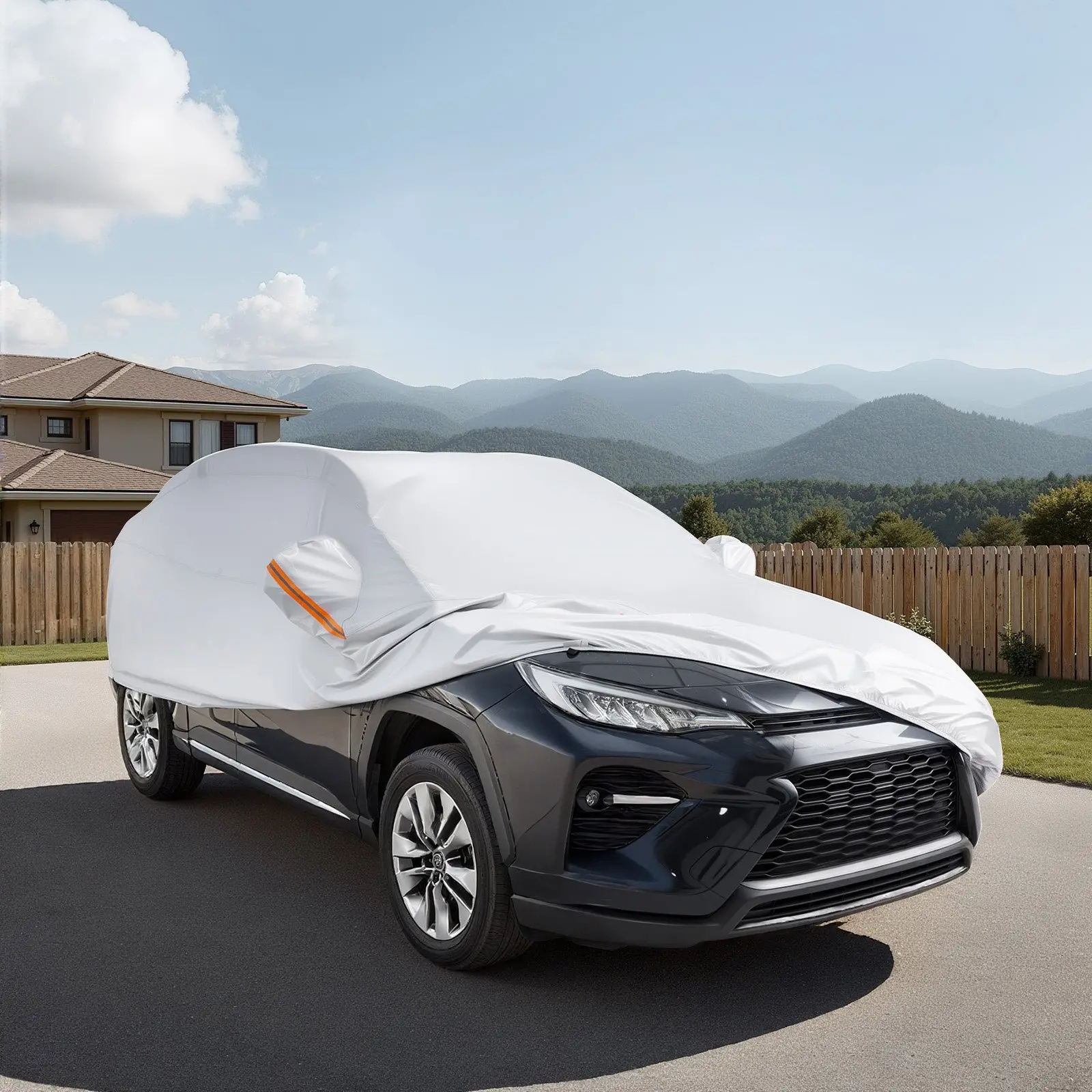 VEVOR Car Cover, Car Cover Waterproof for Toyota RAV4 Compact SUV, Custom-fit All Weather Sun Rain Wind Frost Dust Snow Protection Full Exterior Covers with Door Zipper and Cotton Lining, Silver - Image 7