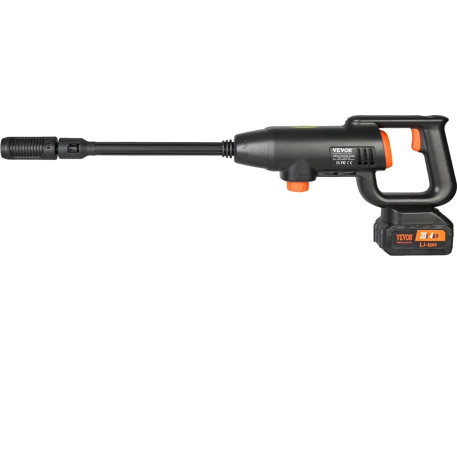 VEVOR Cordless Pressure Washer, 580-PSI 1.1 GPM Portable Power Cleaner, Handheld High-Pressure Car Washer Gun with 4.0Ah Battery, Charger, 6-in-1 Nozzle, for Home/Floor Cleaning & Watering - Image 8