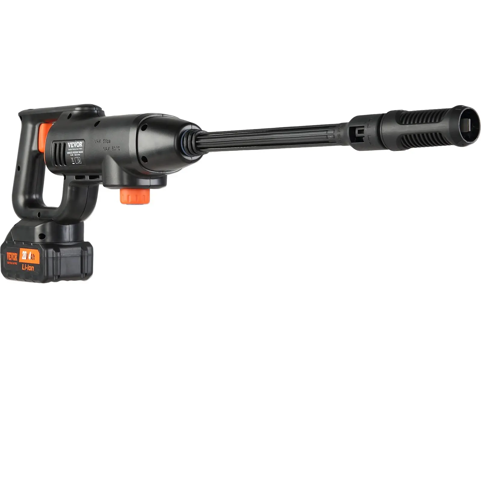 VEVOR Cordless Pressure Washer, 580-PSI 1.1 GPM Portable Power Cleaner, Handheld High-Pressure Car Washer Gun with 4.0Ah Battery, Charger, 6-in-1 Nozzle, for Home/Floor Cleaning & Watering - Image 9