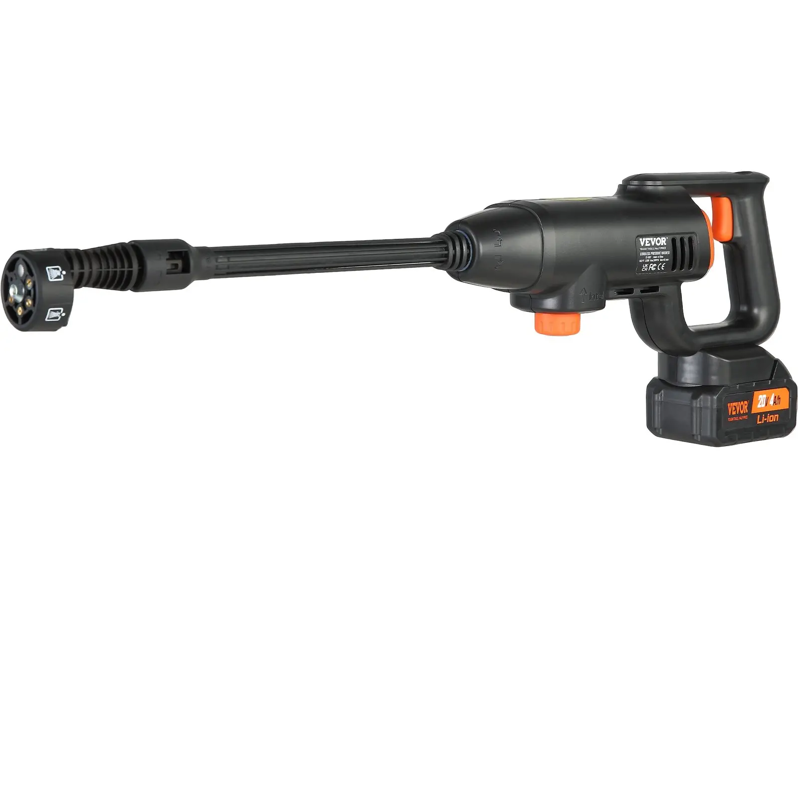 VEVOR Cordless Pressure Washer, 580-PSI 1.1 GPM Portable Power Cleaner, Handheld High-Pressure Car Washer Gun with 4.0Ah Battery, Charger, 6-in-1 Nozzle, for Home/Floor Cleaning & Watering - Image 10